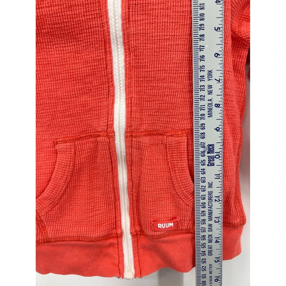 Ruum Girl's 4‎ Waffle Knit Orange Zip Up Lightweight Hoodie EUC